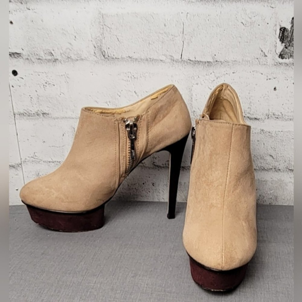 Zara Y2K Platform Ankle Boots Tan Stiletto High Heel Womens 7.5